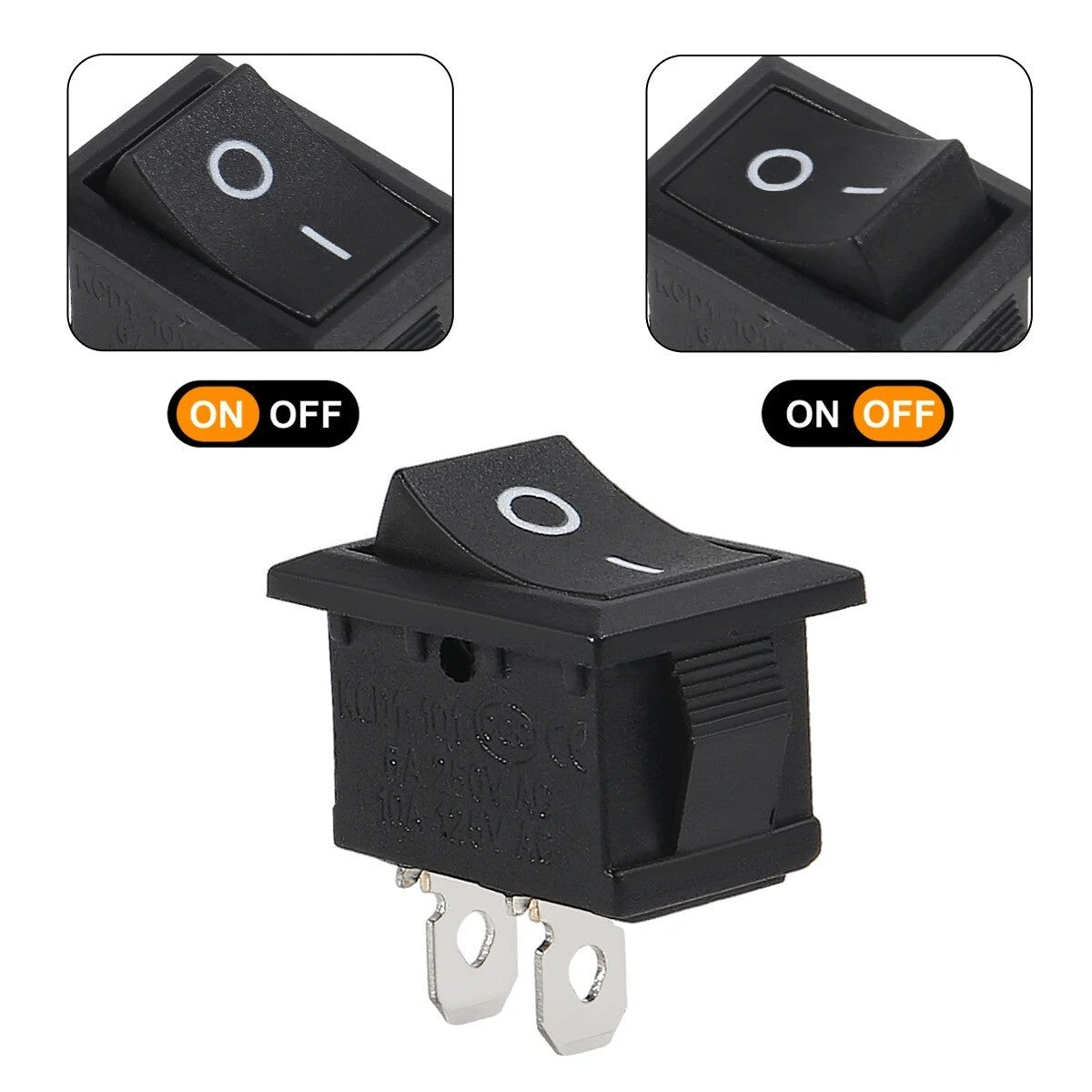 1x Snap-in Boat Rocker Switch Toggle Power SPST ON-OFF 2 Pin AC 250V 6A 125V
