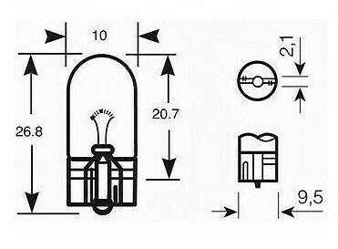 20 x 501 SIDE LIGHT PUSH IN CAR CAPLESS NUMBER PLATE BULBS W5W 12V 5W