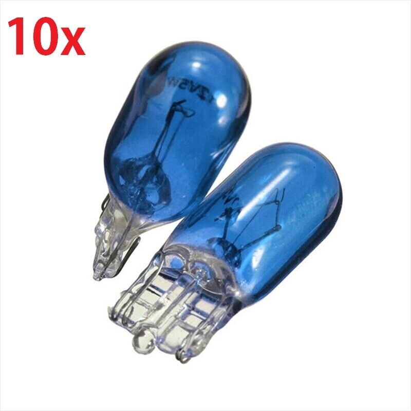 10 x 501 BLUE SIDE LIGHT PUSH IN CAR CAPLESS NUMBER PLATE BULBS W5W 12V 5W