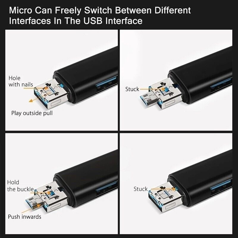 5 in 1 Multifunction Usb 2.0 Type C/Usb /Micro Usb/Tf/SD Memory Card Reader OTG 