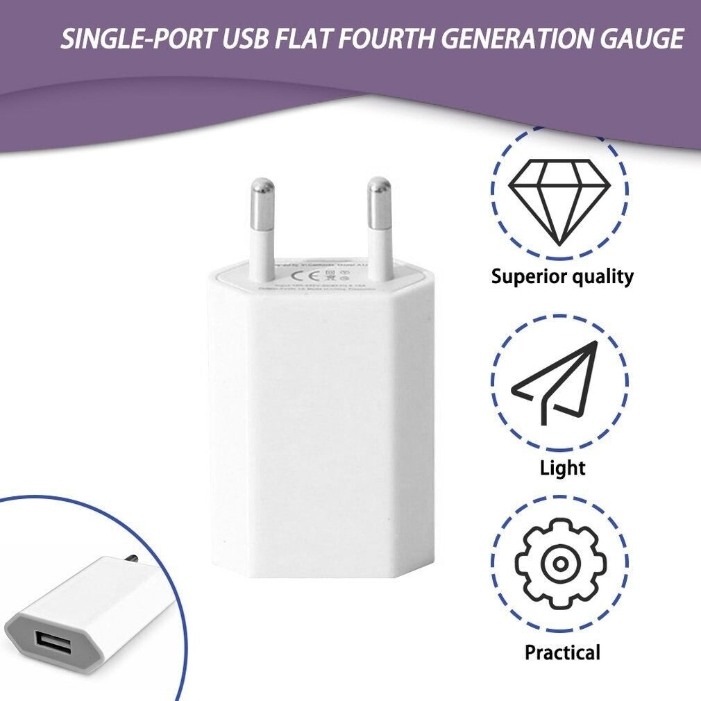 Portable Travel EU 5V Adaptor USB Phone Tablet Charger