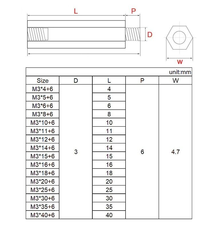 Hex Brass Standoff Spacer Screw Pillar PCB PC M3 7mm - 9mm Computer Motherboard