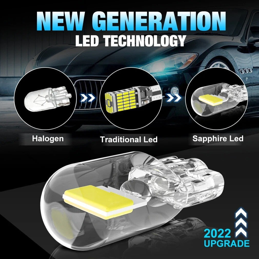 2x W5W Led T10 Canbus Car Light COB Glass Auto Automobiles License Plate Lamp