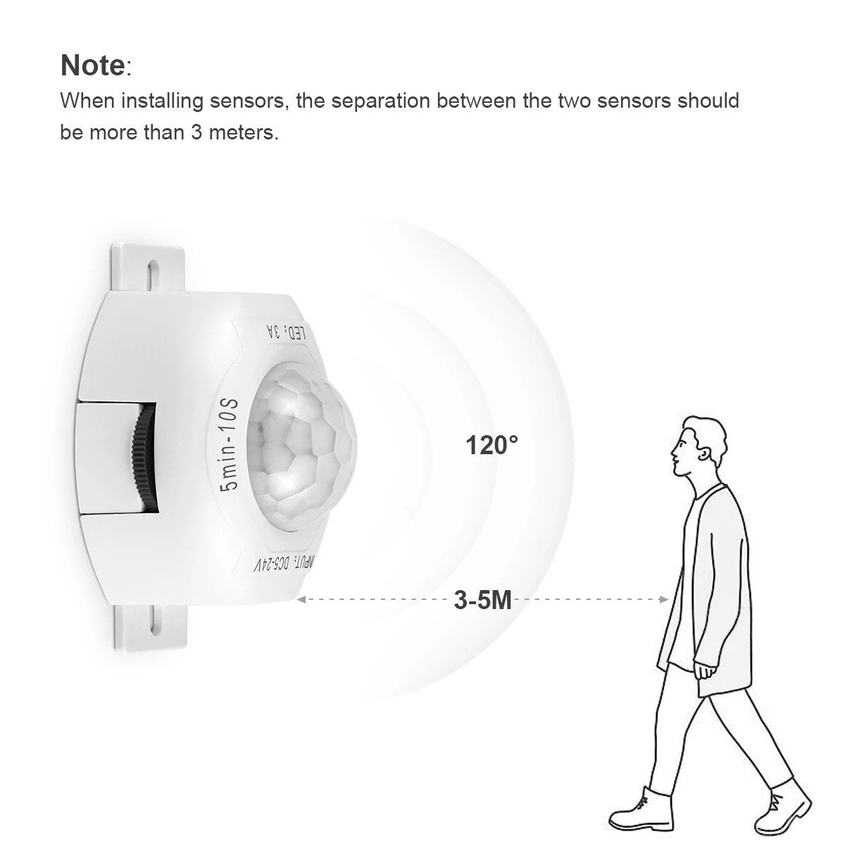Motion Sensor PIR Light Switch Infrared IR Sensor Detector Switch Time Delay