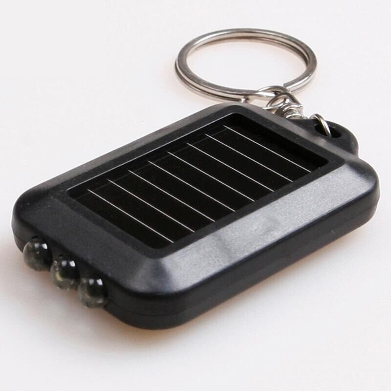 Mini Solar Power 3 LED Light Key Chain Keyring Torch Flashlight Outdoor Light