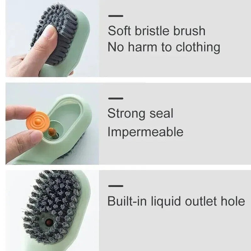1x Multifunction Cleaning Shoe Brush Soft Automatic Liquid Shoe Brush with Hook