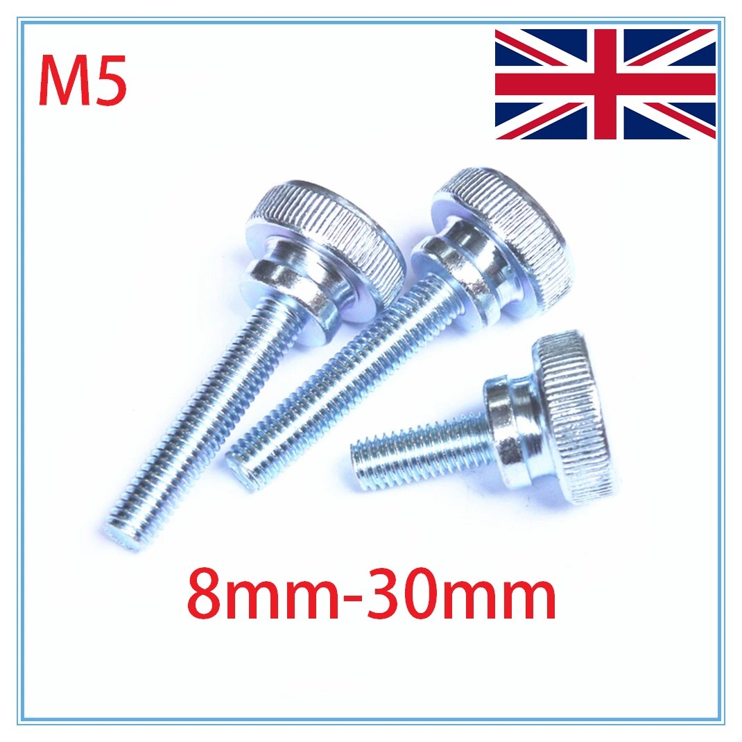 M5 Knurled Thumb Screws Carbon Steel with Collar Round Head