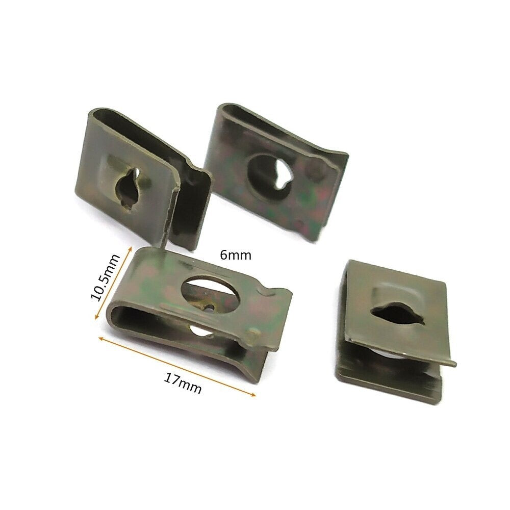 40x Car U-Type Car Bumper Fender Trim Panel Fastener Metal Clips 