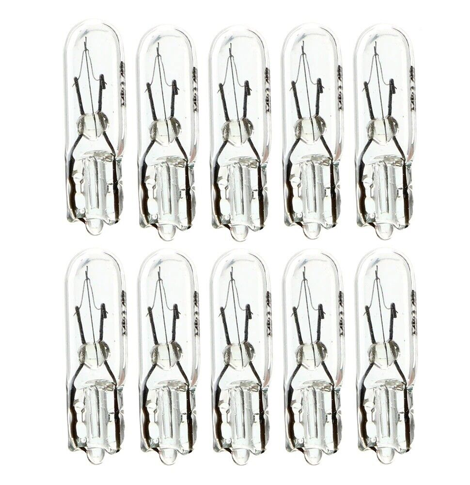 10x T5 Halogen Car Bulbs 12v 1.2W for Instrument Panel Lamp Auto Wedge Dashboard