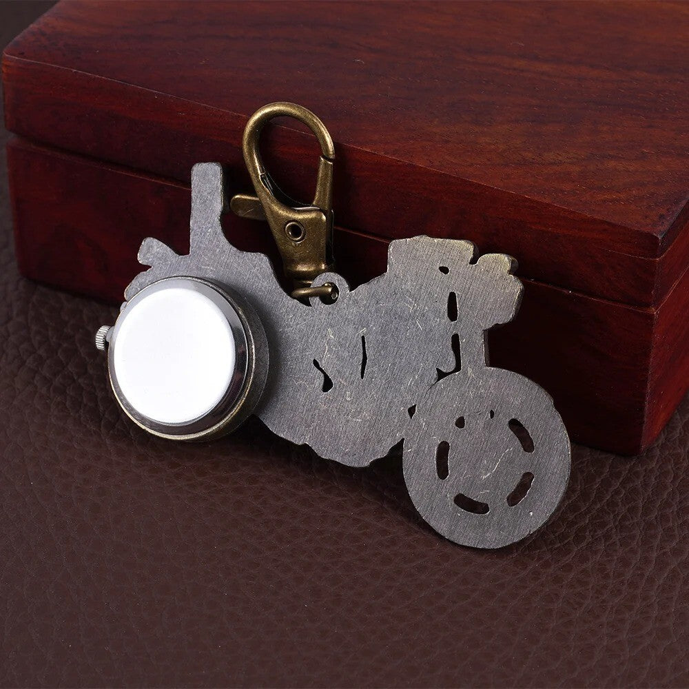 Quartz Watch Small Bronzed Motorcycle Shape Pocket Watch Gift Present