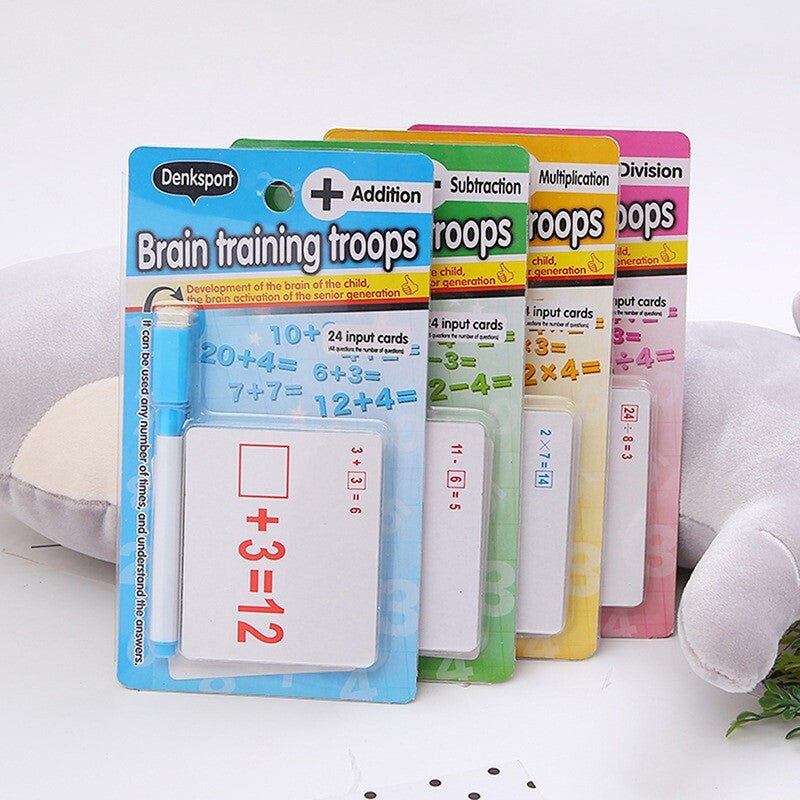 New Educational Math Learning Cards Division Arithmetic Cards with Pen