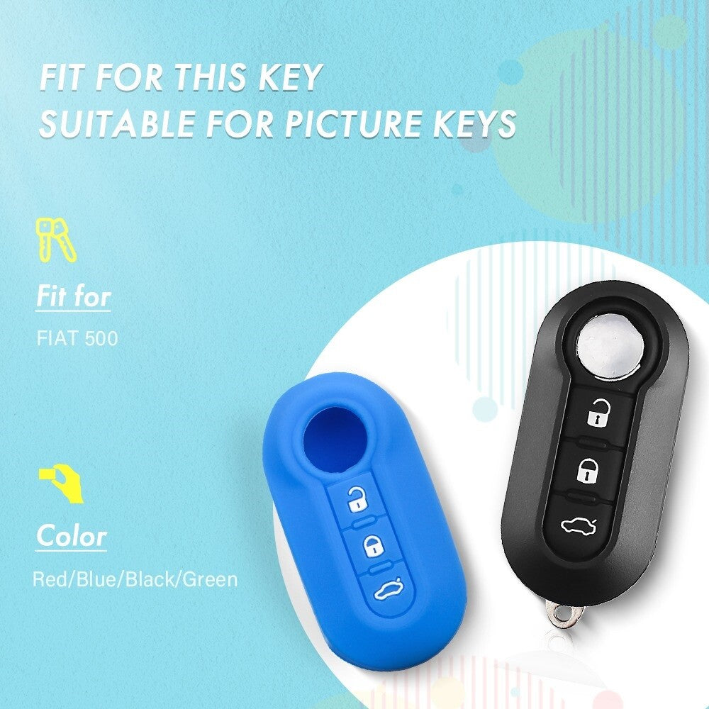 Silicone Remote Key Case Cover for  Fiat 500 Grande Punto Stilo Pando Ducato