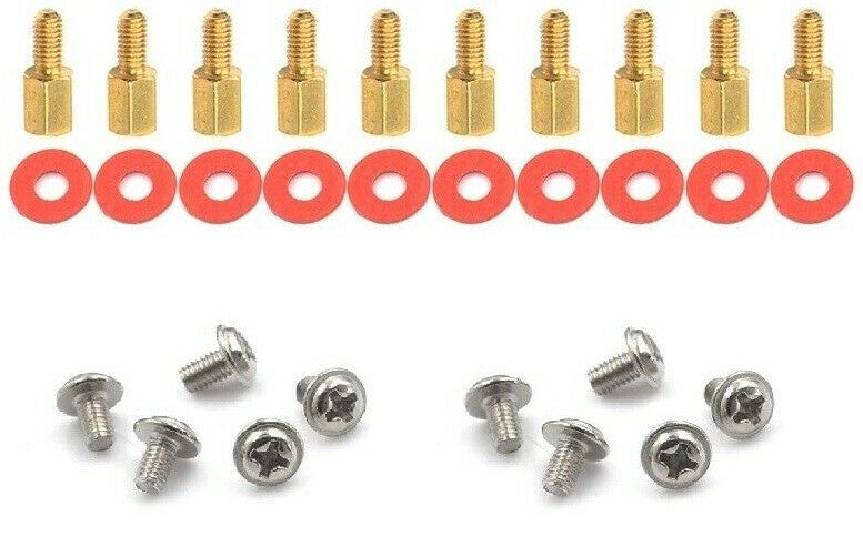 20x 6.5mm Brass Standoff M3 PC Motherboard Riser + Screws + Washers