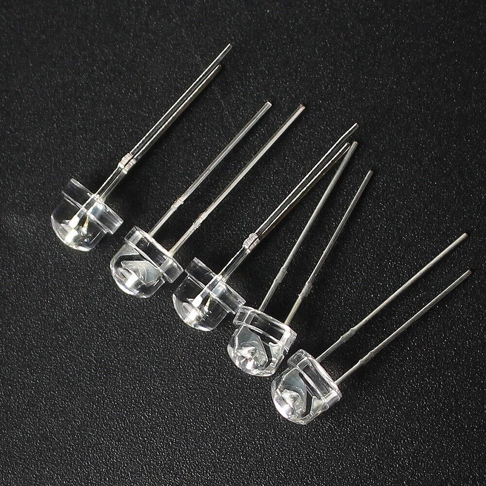 20x 5mm Led Diode Straw Hat Bright White Colour 20000mcd Lamps