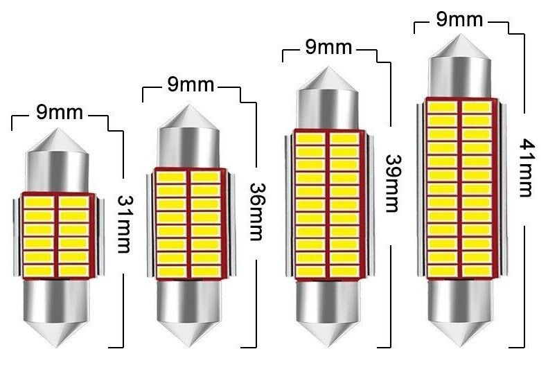 C5W LED Bulb Canbus Error Free Festoon 31mm 36mm 39mm 41mm 12V 4014 SMD 7000K