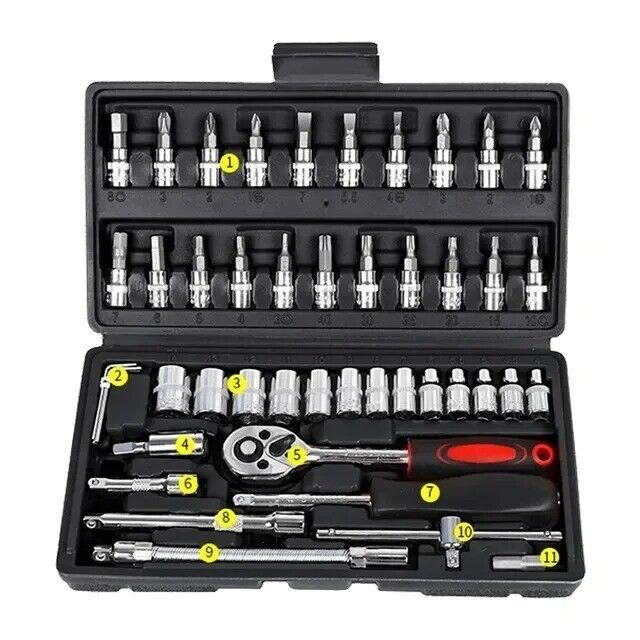 Car Repair Tool Kit 46 pcs Socket Set Car Repair Auto Repairing Tools with Box