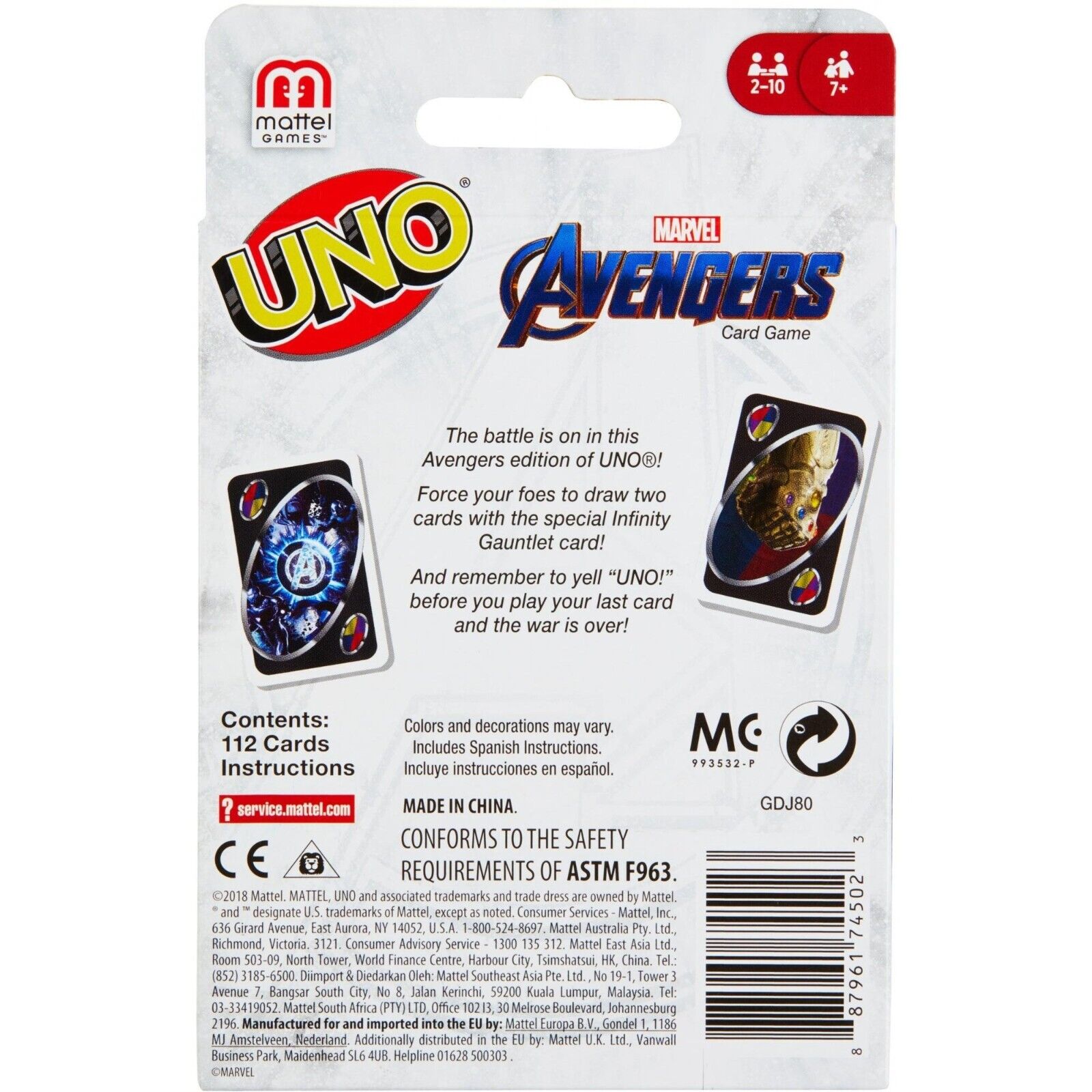 Avengers Card Game Family Kids Card Game Birthday Present Gift Fun