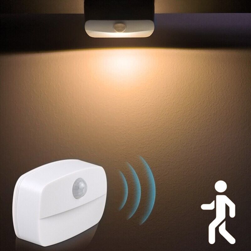 PIR LED Night Light Wireless Sensor Bedroom Hallway Bathroom Cold White Light