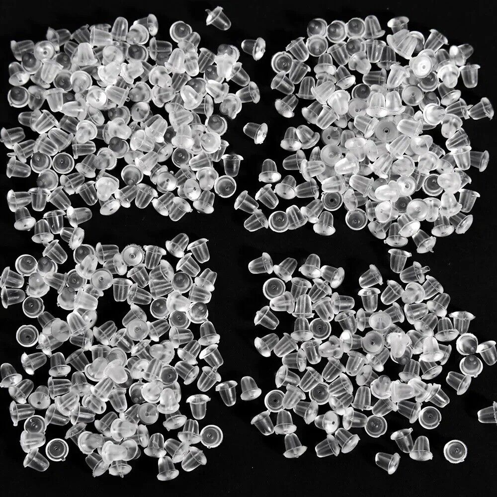 1000pcs Transparent Silicone Rubber Earring Clasp Ear Nut Plugging Earring Back