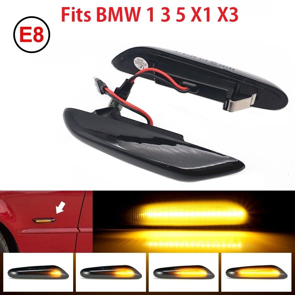 2x Led Dynamic Side Indicators Repeaters Smoked Lens for BMW 1 3 5 X1 X3 Series