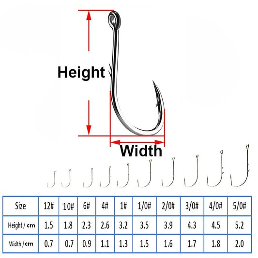 5x High Carbon Steel Fishing Hooks  Sea Worm Carp 10 Different Sizes