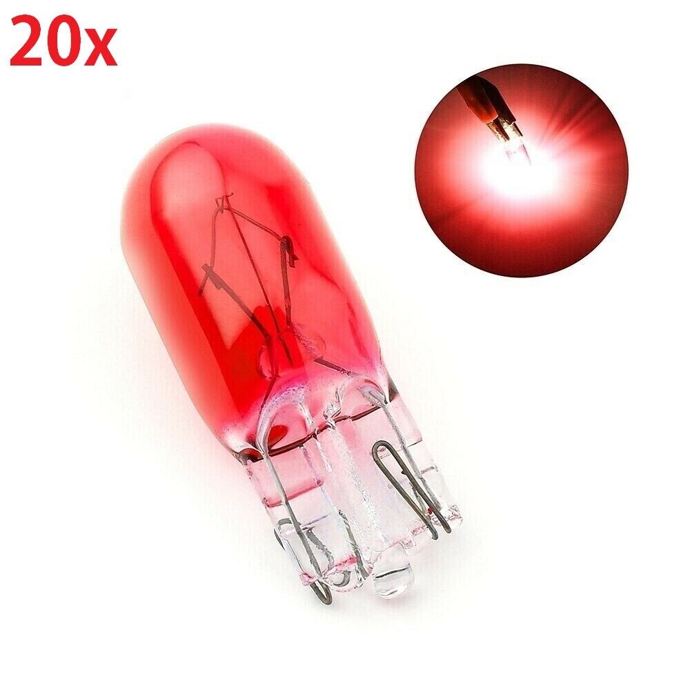 20x 501 RED SIDE LIGHT PUSH IN CAR CAPLESS NUMBER PLATE BULBS W5W 12V 5W