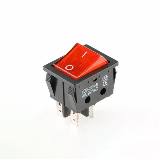 1x 30A 250V Heavy Duty KCD2 Rocker Switch ON OFF DPST 4 Pin With Red Light