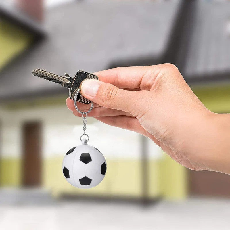1x Football Soccer Keychain Stress Ball Soft White Colour Keyring