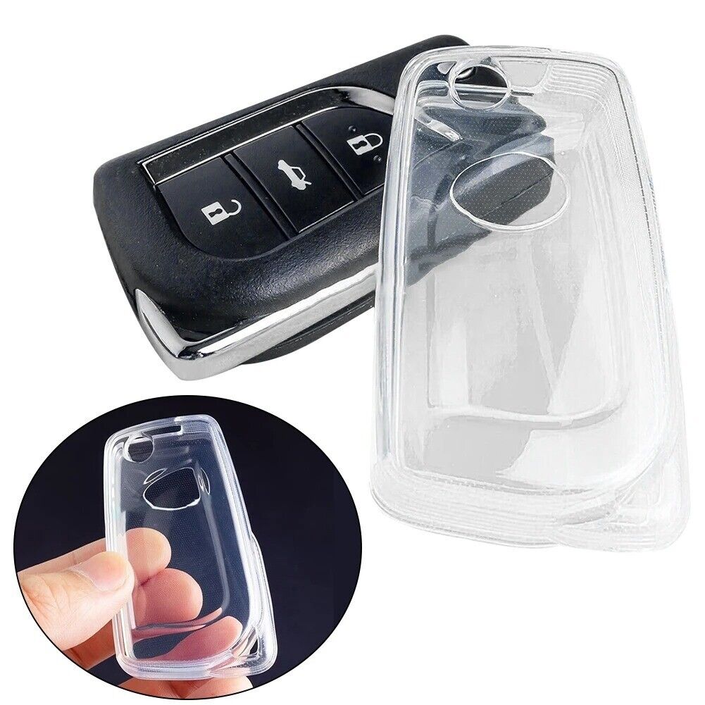 Transparent Car Key Case Cover for Toyota RAV4 19-23 Corolla Camry 18-23