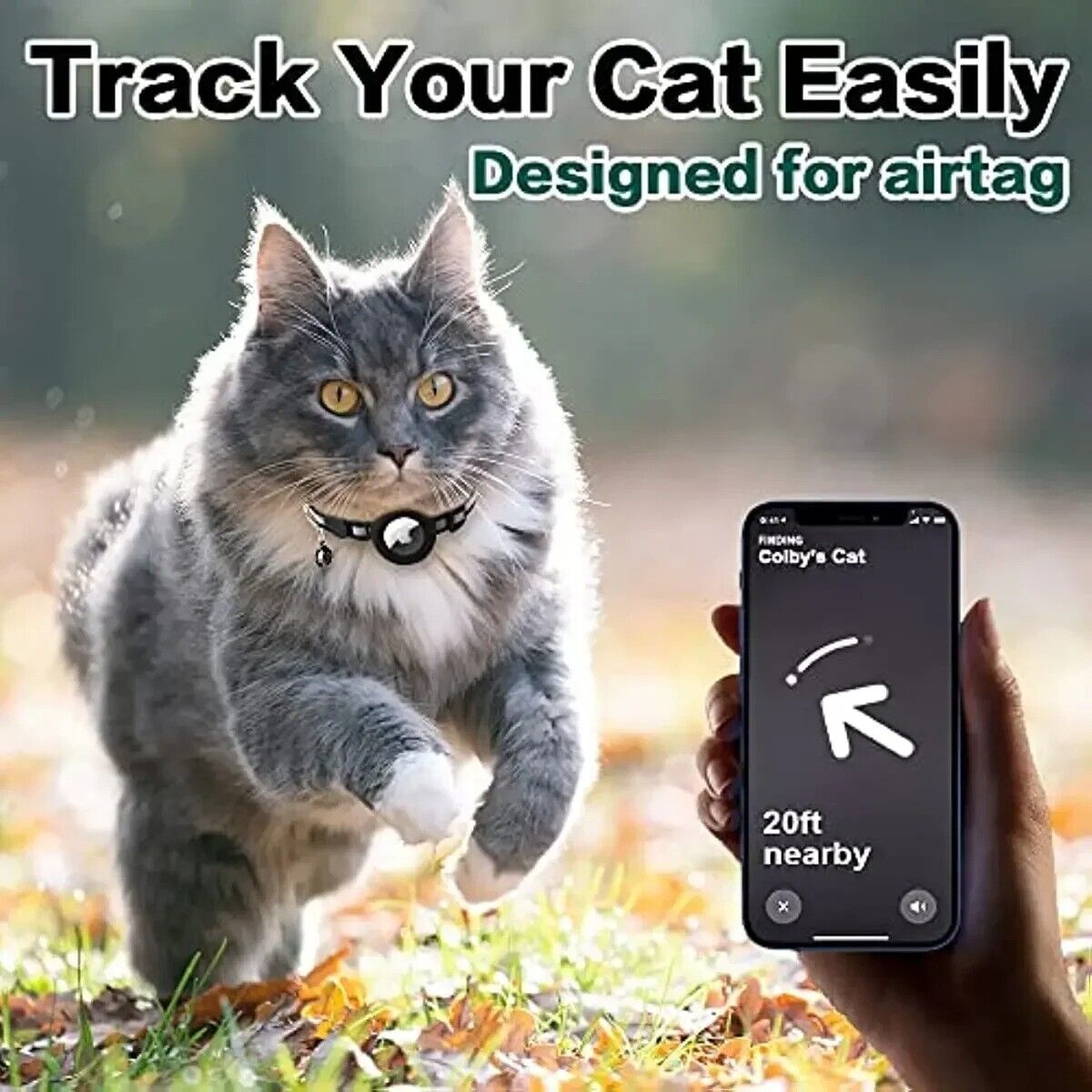 Airtag Cat Collar Breakaway, Reflective Kitten Collar with Apple Air Tag Holder