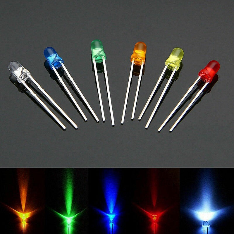 10x 3mm Led Diodes Indicator Lights 5 Colours 