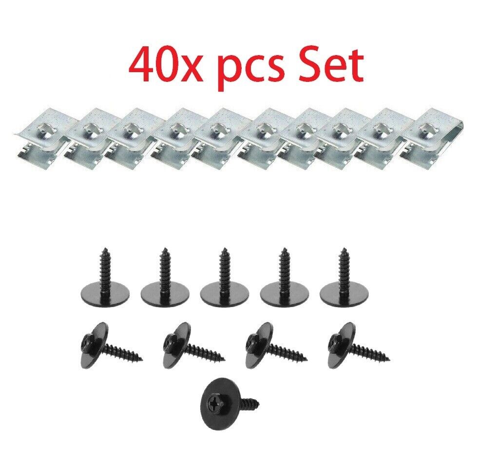 20x Screws + 20x U Clips Engine Cover Undertray Screw Clips for BMW 40pcs Set