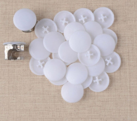 10x White Furniture Hinged Plastic Nuts Bolts Caps Covers