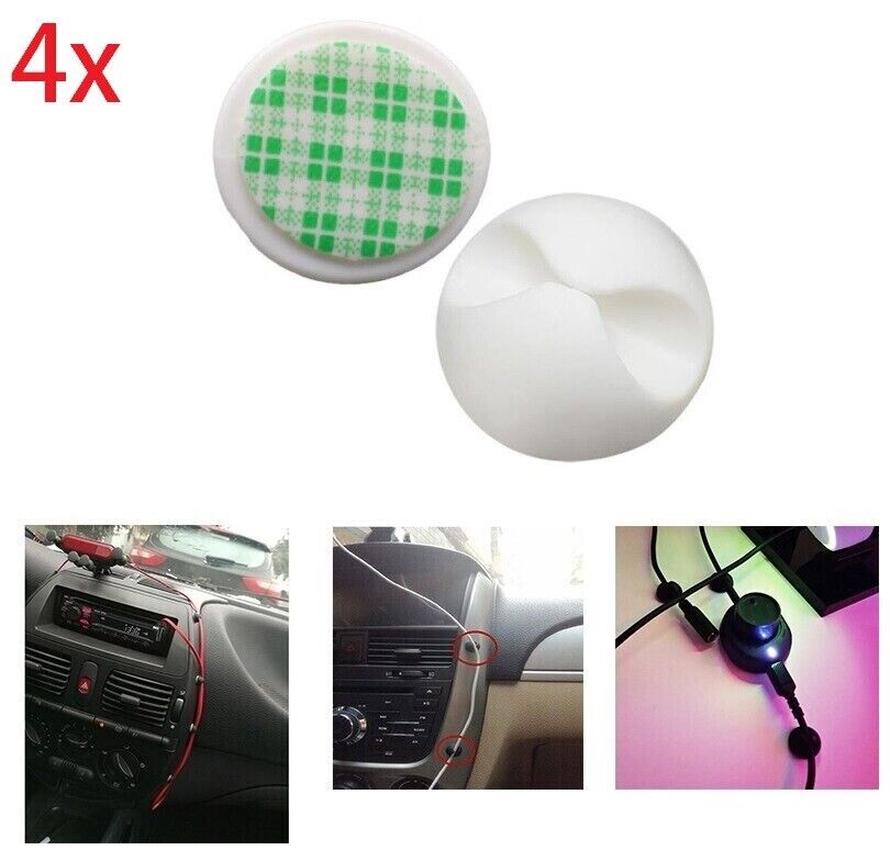 4x Car USB Data Auto GPS Line Clips Self-Adhesive Car Wire Clips