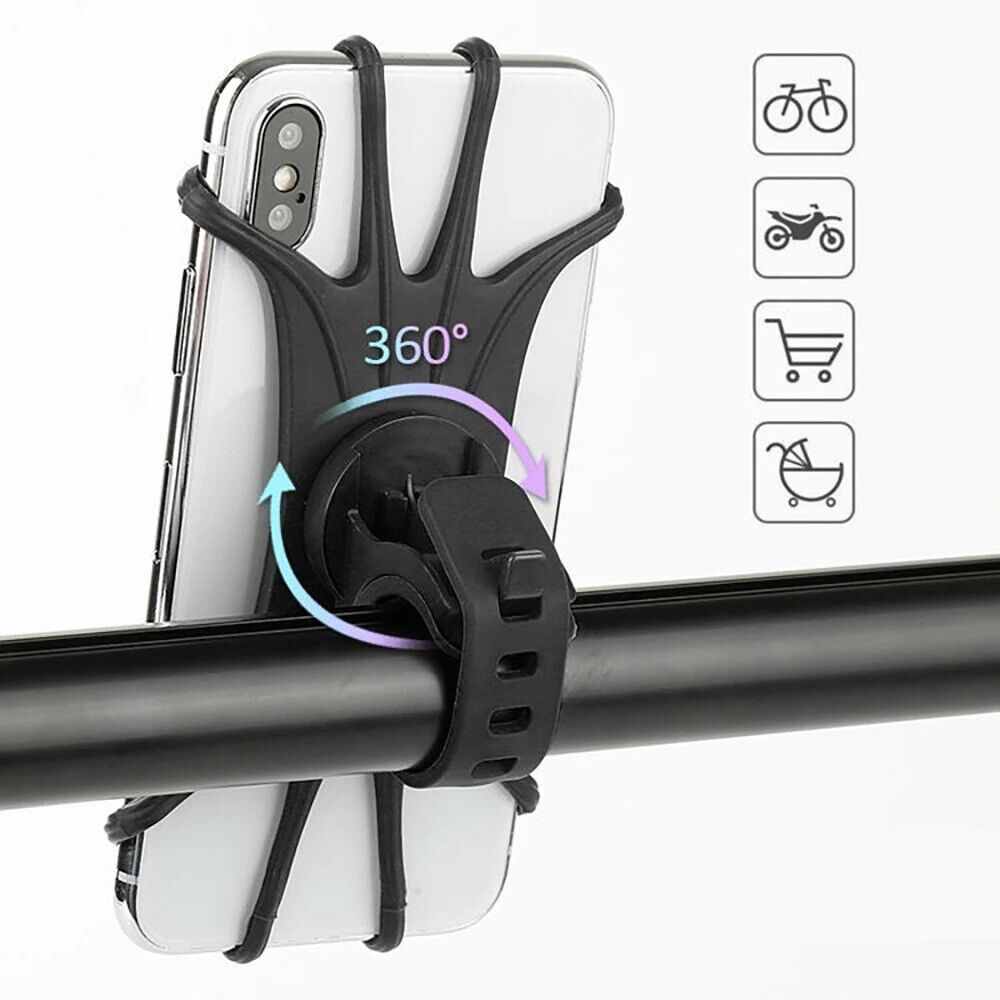 Bicycle Motorcycle Mobile Phone Holder Adjustable 360 Rotation Silicone Holder