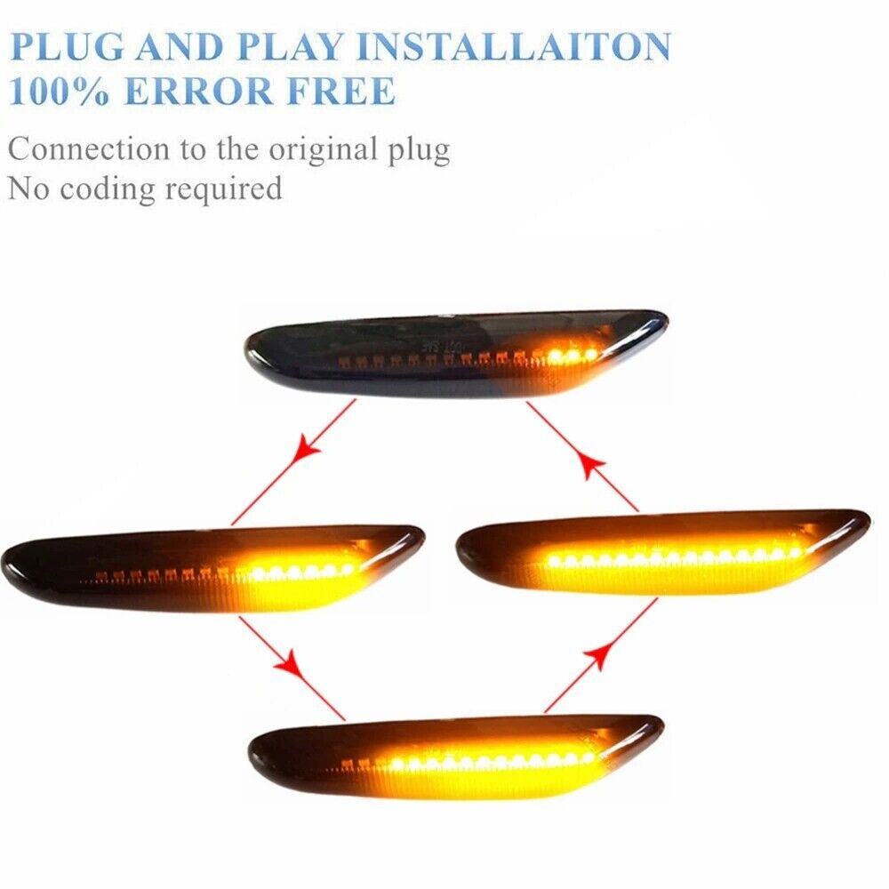 2x Led Dynamic Side Indicators Repeaters Smoked Lens for BMW 1 3 5 X1 X3 Series