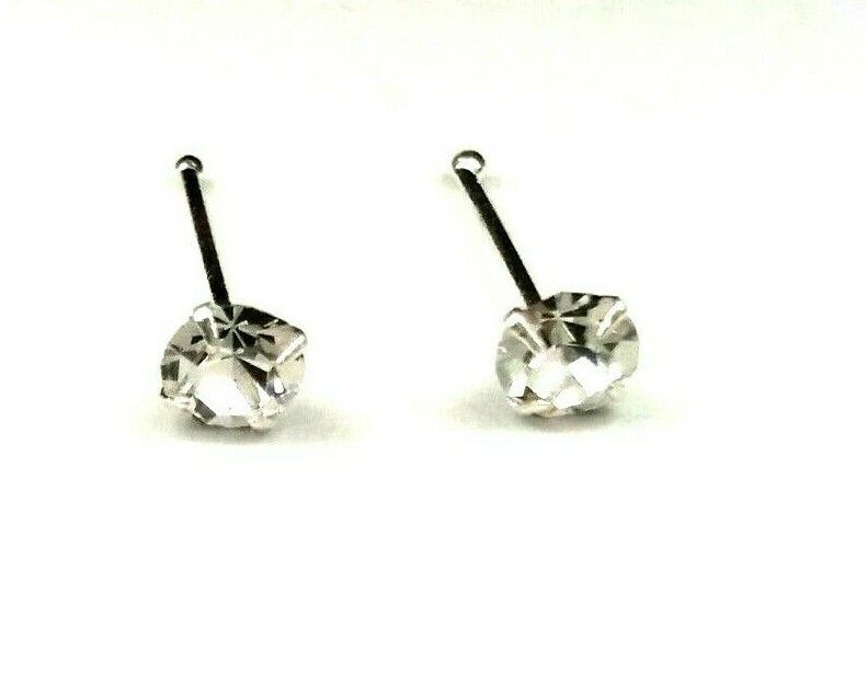 2x Nose Studs (925 Sterling Silver 3 mm) Silver Nose Piercing Jewellery