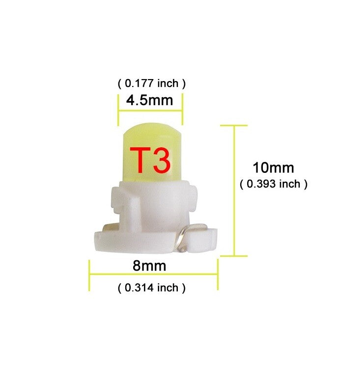 T3 Interior Light Wedge LED Auto Instrument Bulb 12V (5 Colours)