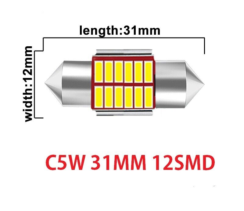 C5W LED Bulb Canbus Error Free Festoon 31mm 36mm 39mm 41mm 12V 4014 SMD 7000K