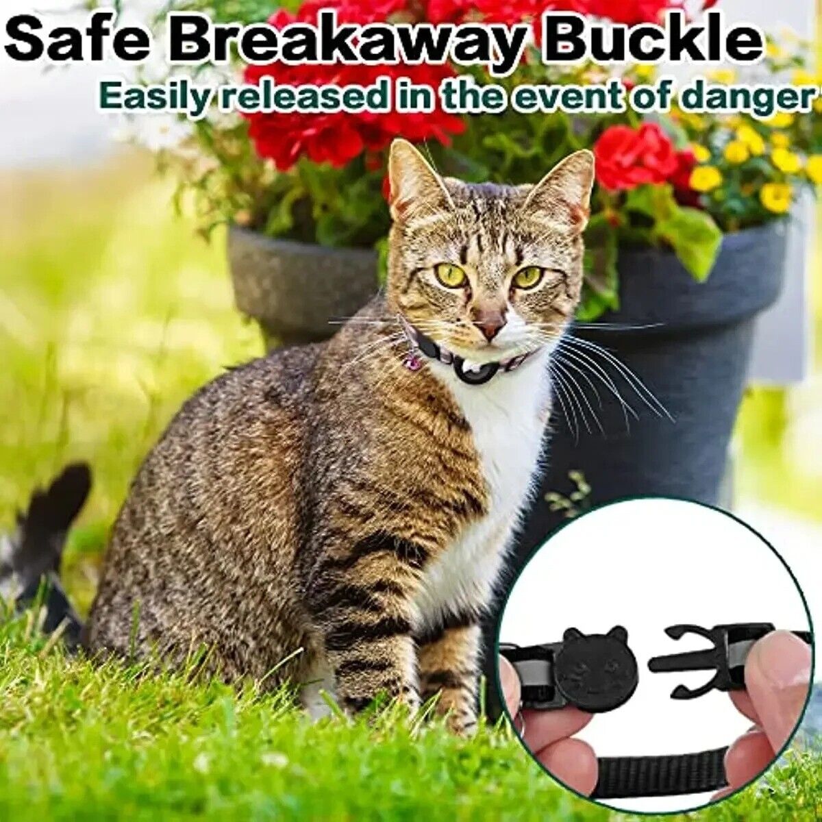 Airtag Cat Collar Breakaway, Reflective Kitten Collar with Apple Air Tag Holder