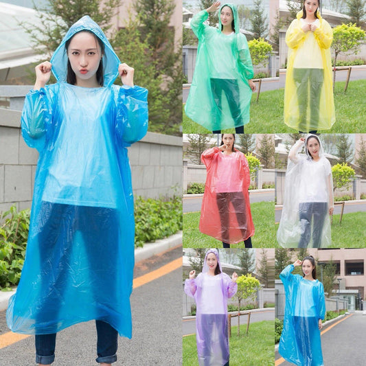 Disposable Raincoat Unisex 1x Random Colour Lightweight Emergency Waterproof