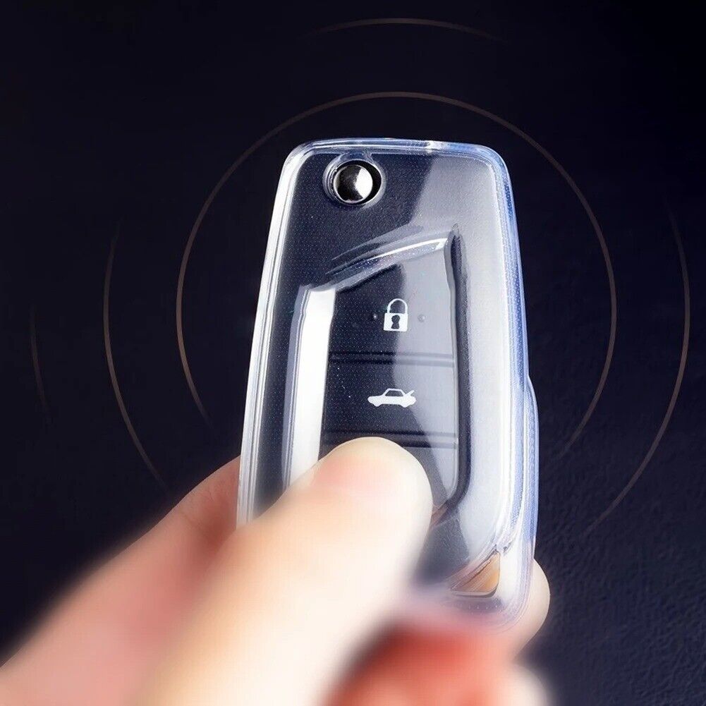 Transparent Car Key Case Cover for Toyota RAV4 19-23 Corolla Camry 18-23