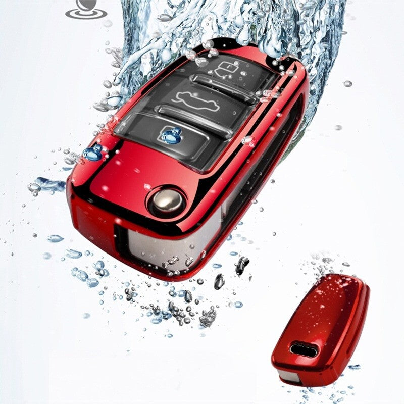  Audi 3 Button Remote Key Fob Case Cover Protector TPU Silver