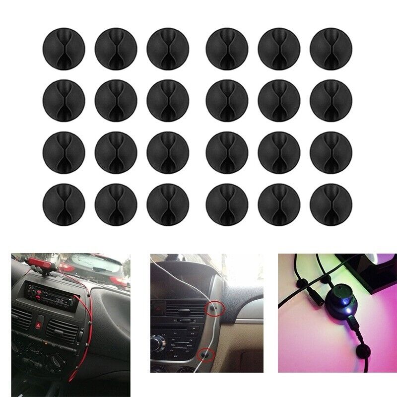 4x Car USB Data Auto GPS Line Clips Self-adhesive Car Wire Clips