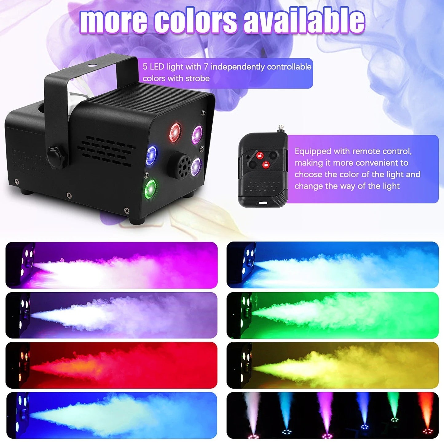 Smoke Machine for DJ Disco Party 500W Fog Machine RGB LED Beads Wireless Remote