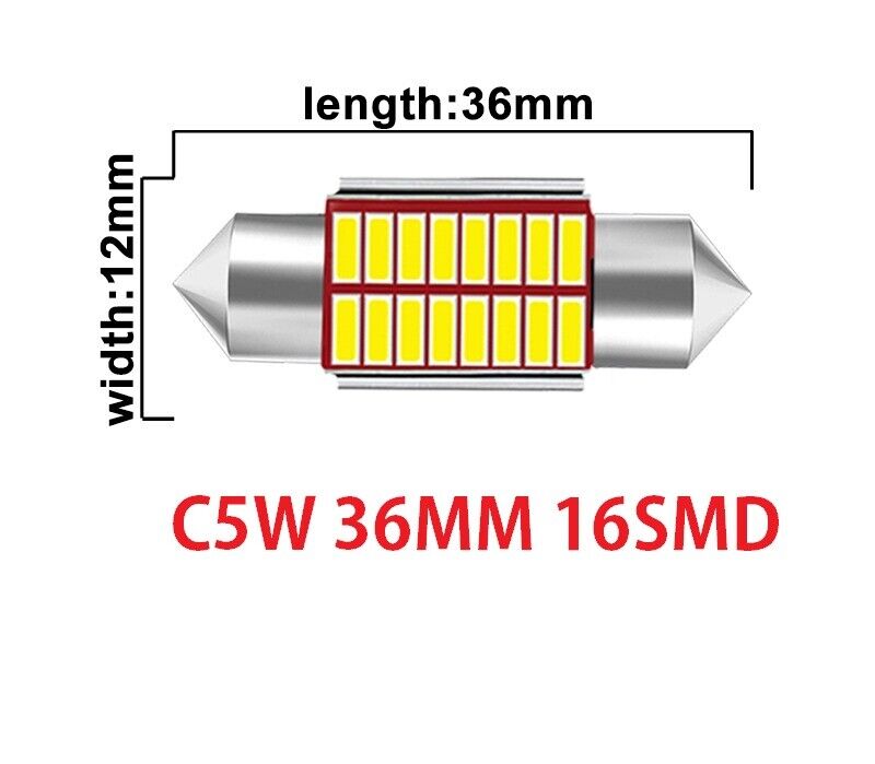 C5W LED Bulb Canbus Error Free Festoon 31mm 36mm 39mm 41mm 12V 4014 SMD 7000K