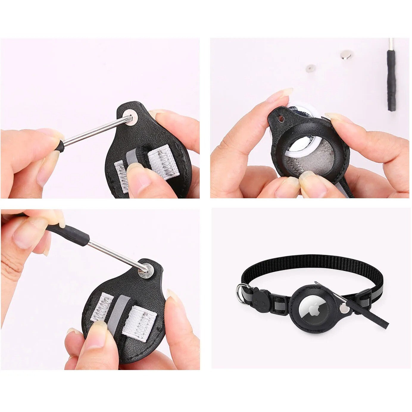 Airtag GPS Case Cat Small Dog Collar with Bell Safety Breakaway Collar for Apple
