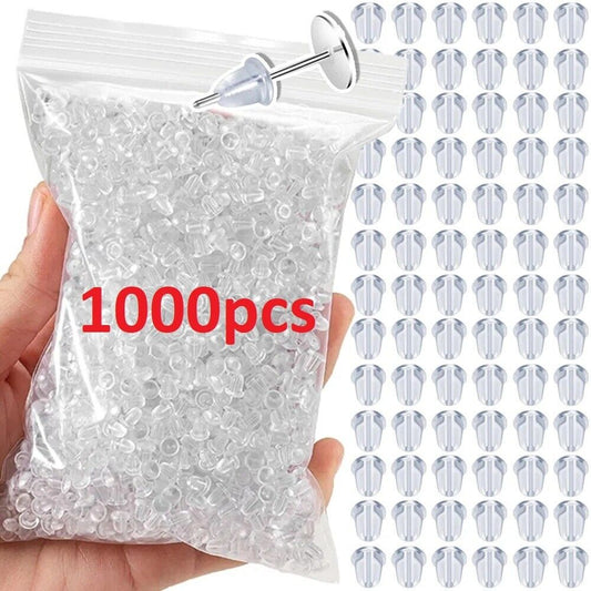 1000pcs Transparent Silicone Rubber Earring Clasp Ear Nut Plugging Earring Back