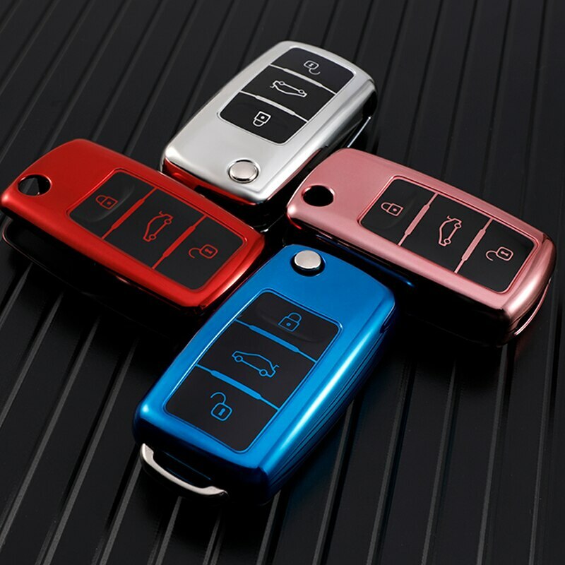 TPU Key Case Cover for VW Skoda Polo Golf Passat Beetle Caddy T5 Tiguan Jetta