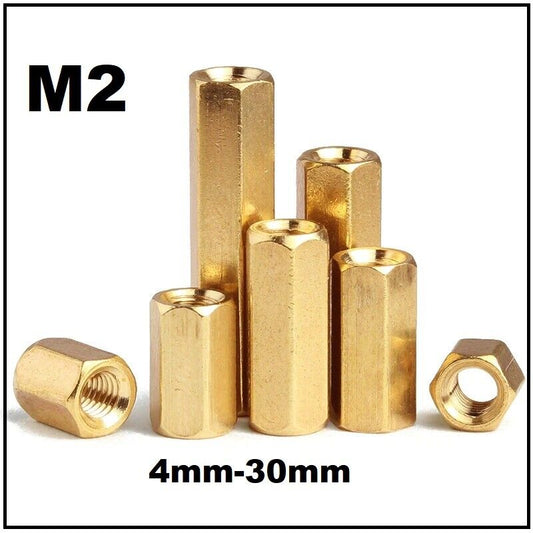 M2 Brass Standoff Female to Female Hollow Pillars Spacers 4mm-30mm